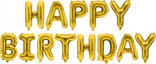 Набор шаров (16''/41 см) Мини-буква, Надпись "Happy Birthday", Золото, 1 шт. в уп.