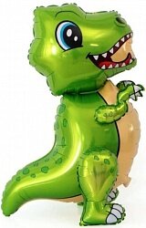 Шар (30''/76 см) Фигура 3D, Маленький динозавр, Зеленый, 1 шт. в уп.