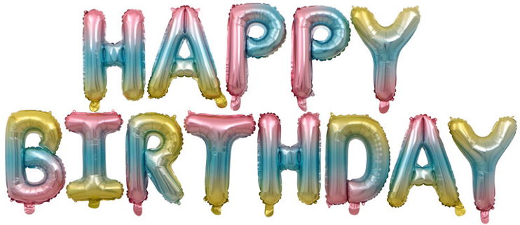 Набор шаров-букв (16''/41 см) Мини-Надпись "Happy Birthday", Нежная радуга, Градиент, 1 шт. в уп.