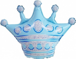 Шар с клапаном (16''/41 см) Мини-фигура, Корона, Голубой, 5 шт к