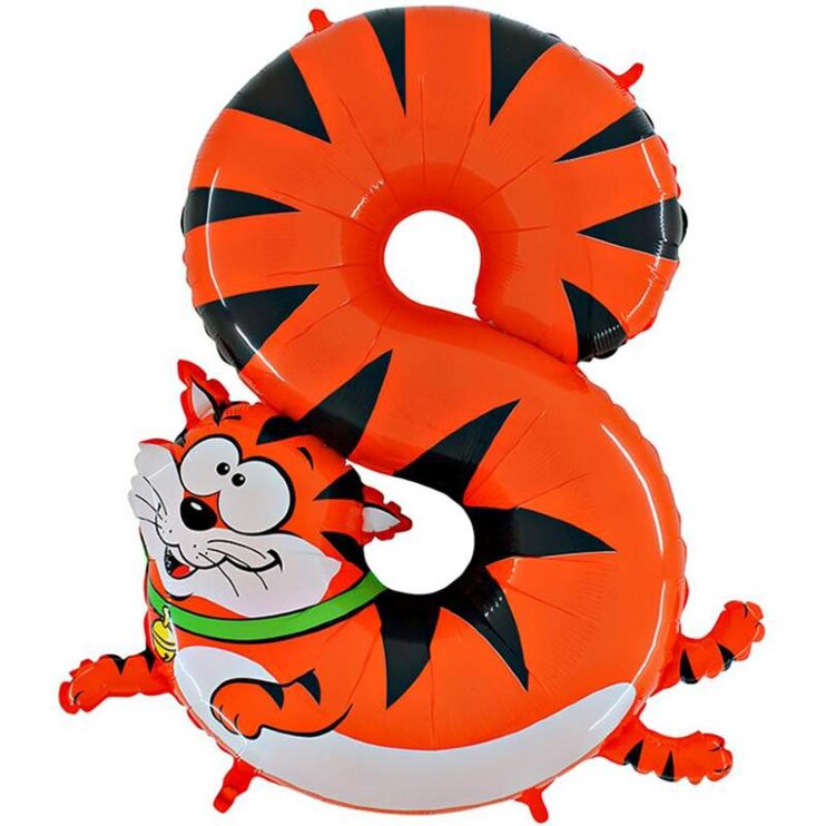 Шар (40''/102 см) Цифра, 8 Кот, 1 шт.