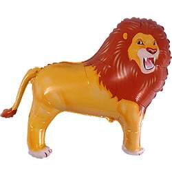Шар (16''/41 см) Мини-фигура, Лев, Коричневый, 5 шт.