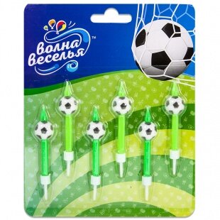 Свечи Фигура, Футбольный мяч, 6 см, 6 шт. с держат.