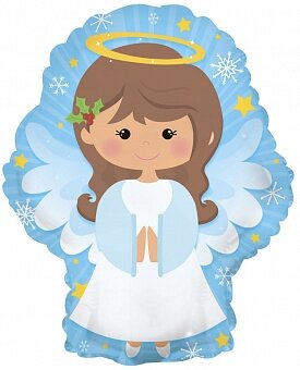 Шар (9''/23 см) Мини-фигура, Новогодний ангел,5 шт