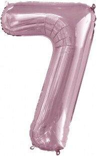 Шар (34''/86 см) Цифра, 7 Slim, Светло-розовый, 1 шт. в уп.