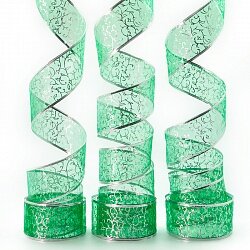 Лента декоративная (6 см*2,74 м) Ассорти дизайнов, Органза, Зеленый, 1 шт.