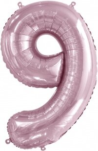 Шар (34''/86 см) Цифра, 9 Slim, Светло-розовый, 1 шт. в уп.