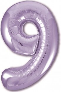 Шар (40''/102 см) Цифра, 9 Slim, Пастельный фиолетовый, 1 шт. в уп.