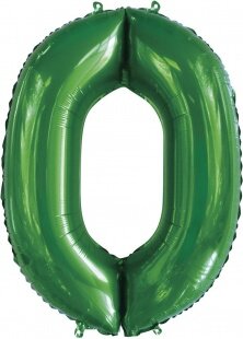 Шар (34''/86 см) Цифра, 0 Slim, Зеленый, 1 шт. в уп.