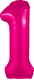 Шар (40''/102 см) Цифра, 1 Slim, Фуксия, 1 шт. в уп.