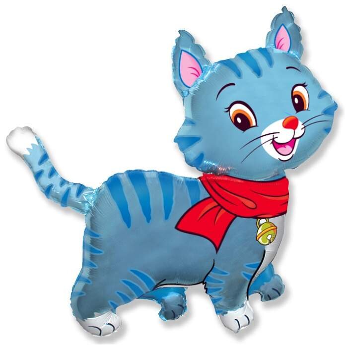 Шар (37''/94 см) Фигура, Любимый котенок, Синий, 1 шт.