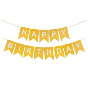 Гирлянда Флажки, Happy Birthday (фактура точки), Золото, Металлик, 500 см, 16*12 см, 1 упак.