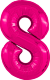 Шар (40''/102 см) Цифра, 8 Slim, Фуксия, 1 шт. в уп.