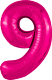 Шар (40''/102 см) Цифра, 9 Slim, Фуксия, 1 шт. в уп.
