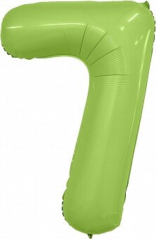 Шар (40''/102 см) Цифра, 7 Slim, Мистик, Фисташка, Сатин, 1 шт. в уп.