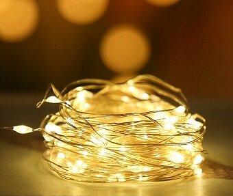 Светодиодная гирлянда, Роса 50 Led, IP14, 5 м. Теплый белый, 1 шт.