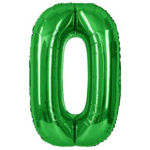 Шар (40''/102 см) Цифра, 0, Зеленый, Металлик, 1 шт. в уп.
