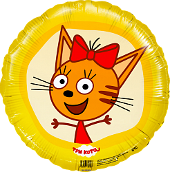 Шар (18''/46 см) Круг, Три Кота, Карамелька, Желтый, 1 шт. в уп.