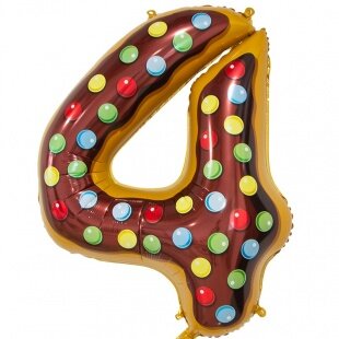Шар (34''/86 см) Цифра, 4 Пончик, 1 шт. в упак.