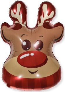 Шар с клапаном (13''/33 см) Мини-фигура, Голова, Веселый Олень, 5 шт.к