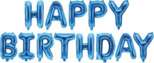 Набор шаров-букв (16''/41 см) Мини-Надпись "Happy Birthday", Синий, 1 шт. в уп.