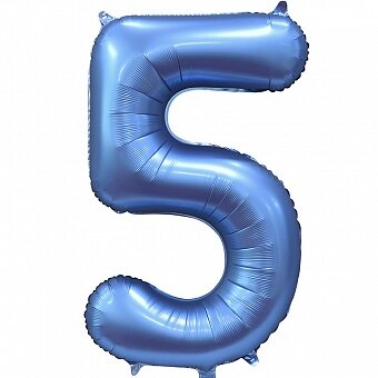 Шар (34''/86 см) Цифра, 5, Синий, Сатин, 1 шт. в уп.