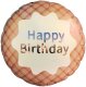 Шар (18''/46 см) Круг, Happy Birthday (клетка виши), Кофейный, Сатин, 1 шт. в уп. (цв.этик.)
