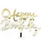 Топпер, Happy Birthday (курсив), Золото, Металлик, 1 шт.
