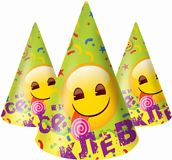 Колпаки, Смайл, Emoji, Желтый, 6 шт.