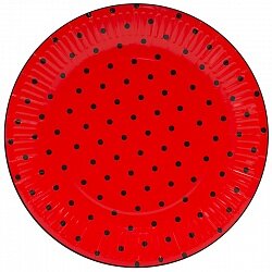 Тарелки (9''/23 см) Божья коровка, Красный, 6 шт.