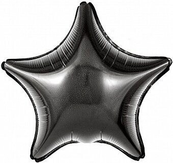 Шар (17''/43 см) Мини-звезда, Черный, Голография, 1 шт.