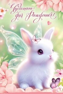 Открытка, Чудесного Дня Рождения! (зайка), 12,2*18,2 см, 1 шт.