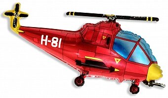 Шар (17''/43 см) Мини-фигура, Вертолет, Красный, 5 шт.