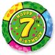 Шар (18''/46 см) Круг, 7 Цифра, Happy Birthday, 1 шт.