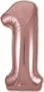 Шар (40''/102 см) Цифра, 1 Slim, Розовое Золото, 1 шт. в уп.