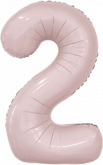Шар (40''/102 см) Цифра, 2 Slim, Пыльная роза, 1 шт. в уп.