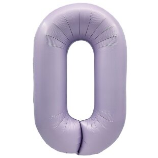 Шар (40''/102 см) Цифра, 0, Сиреневый, Сатин, 1 шт. в уп.