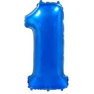 Шар (40''/102 см) Цифра, 1, Синий, 1 шт. в уп.