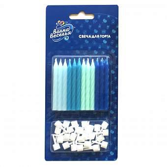 Свечи Голубой микс, 6 см, 24 шт. с держат.
