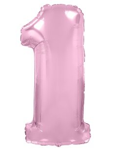 Шар (40''/102 см) Цифра, 1, Розовый, Макарунс, 1 шт. в уп.