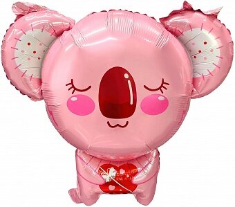 Шар (28''/71 см) Фигура, Коала с сердечком, Розовый, 1 шт.