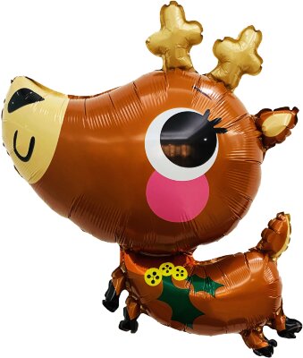 Шар с клапаном (14''/36 см) Мини-фигура, Новогодний олененок, 5шт к
