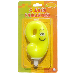 MC Свеча Цифра 9 Улыбка цветная