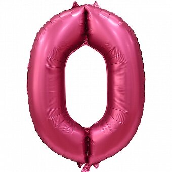 Шар (34''/86 см) Цифра, 0, Бордовый, Сатин, 1 шт. в уп.