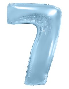 Шар (40''/102 см) Цифра, 7, Голубой, Макарунс, 1 шт. в уп.