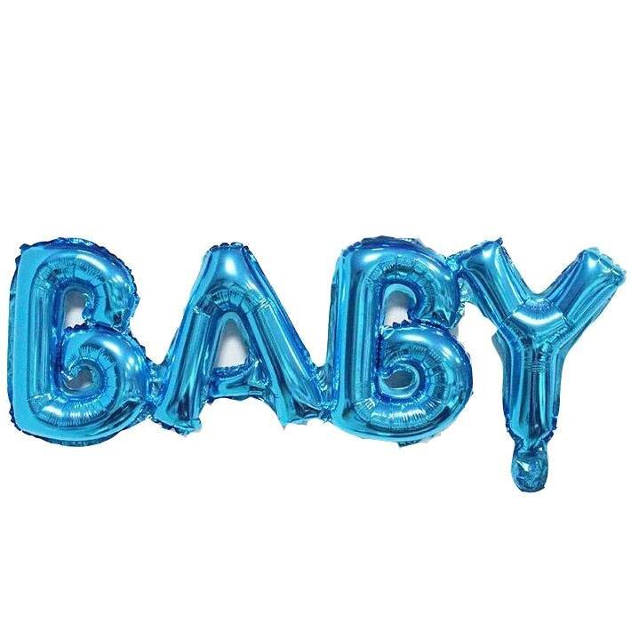 Шар (32''/81 см) Фигура, Надпись "Baby", Синий, 1 шт.