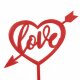 Топпер, Сердце, Love, Стрела Амура, Красный, 12*14 см, 1 шт.