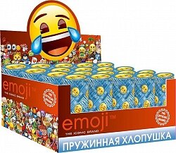 Хлопушка пружинная (4/10 см), Смайл, Emoji, Металлизированные круги, Ассорти, 1 шт.