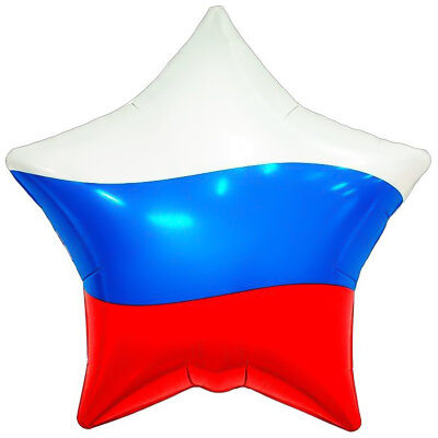 Набор шаров с клапаном (9''/23 см) Мини-звезда, Триколор, 5 шт. в уп.