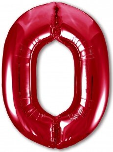 Шар (40''/102 см) Цифра, 0 Slim, Красный, 1 шт. в уп.